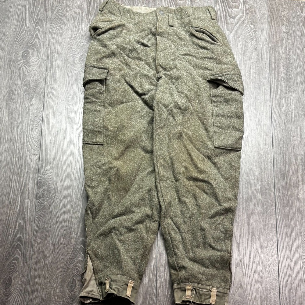 Military Vintage Original WW2 1940s Tiger Swedish Army M39 Wool Cargo Trousers